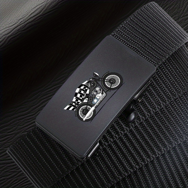 Men's Motorcycle Buckle Belt Woven Polyester Auto Closure